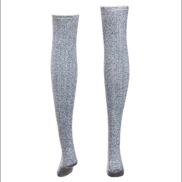 ✨Heather Gray Thigh High Socks W/ Lace✨ - Picture 5 of 5